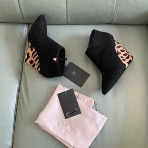 Giuseppe Zanotti  Suede Ankle Boots  with Leopard Print
